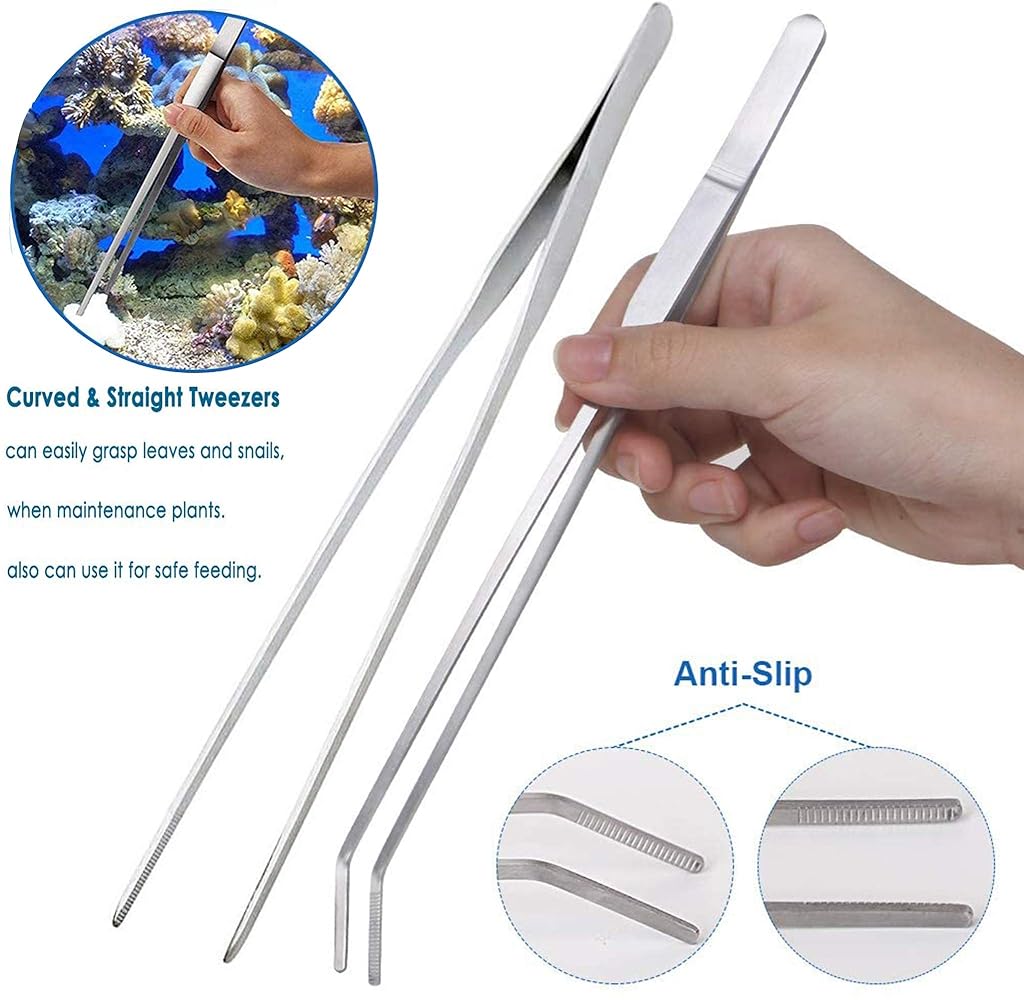 Qpets® 7 in 1 Aquarium Aquascaping Tools Kits Stainless Steel Plant Tweezers Scissors Scrapers for Tank Clean Fish Aquascape Sets 3 PCS Qpets® 7 in 1 Aquarium Aquascaping Tools Kits Stainless Steel Plant Tweezers Scissors Scrapers for Tank Clean Fish Aquascape Sets 3 PCS